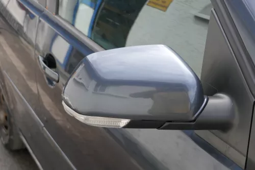 VW Polo 9N 9N3 mechanisch Spiegel Außenspiegel rechts vorne grau LC7V Blinker (183196)