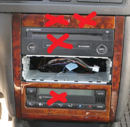 Golf 4 Bora Mittelkonsole Verkleidung um Radio Dekor Holz wurzelnuss 2WE Blende