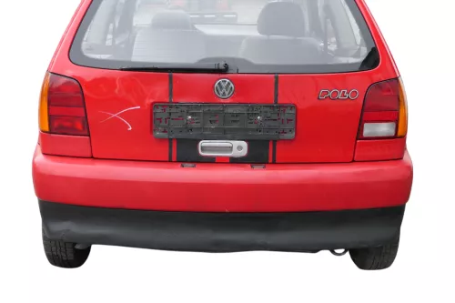 Polo 6N Stoßstange hinten 2-geteilte Heckstoßstange rot LP3G schwarz Stoßfänger