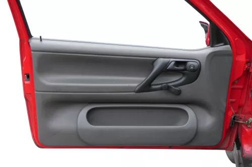 1x Polo 6N Türverkleidung Verkleidung Tür vorne links 2/3-Türer grau Griff