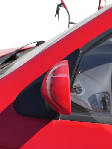 VW Polo 6N elektrisch elektrischer Spiegel Außenspiegel links rot LP3G (186582)